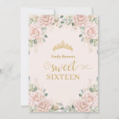 Zoet Zestien Blush Roze Bloemen Goud 16e Verjaarda Kaart (Achterkant)