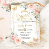 Zoet Zestien Blush Roze Rose Bloemen Vlinders Kaart