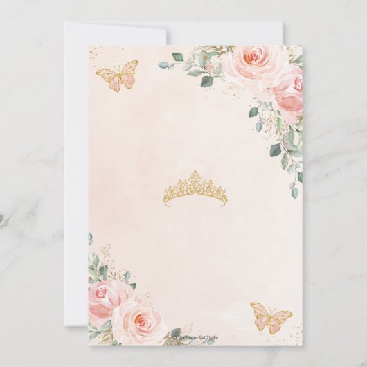 Zoet Zestien Blush Roze Rose Bloemen Vlinders Kaart (Achterkant)