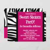 Zoet Zestien, Heet Roze Zebra Kaart (Voorkant / Achterkant)