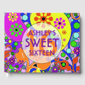 Zoet Zestien Kleurrijke Retro Bloemen Gastenboek (Voorkant)