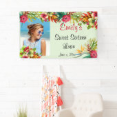 Zoet Zestien Luau, Rode Hibiscus, Aangepast Spandoek (Insitu)