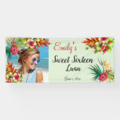 Zoet Zestien Luau, Rode Hibiscus, Aangepast Spandoek (Horizontaal)