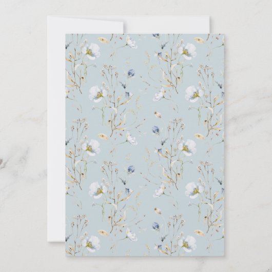 Zoet Zestien Luchtig Blauw Wildbloemen 16e Verjaar Kaart (Achterkant)