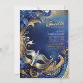 Zoet Zestien Masquerade Blauw Goud ID1032 Kaart (Voorkant)