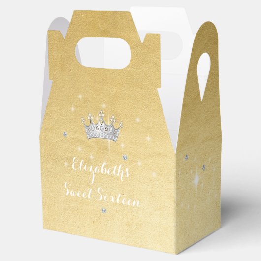 Zoet Zestien Quinceanera Goud Prinses Kroon Bedankdoosjes (Geopend)