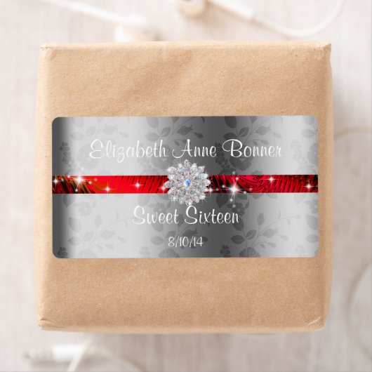 Zoet Zestien Rood met Sparkle, Gepersonaliseerd Etiket (Insitu)