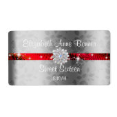 Zoet Zestien Rood met Sparkle, Gepersonaliseerd Etiket (Voorkant)