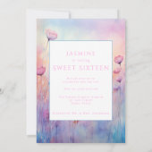 Zoet Zestien Roze Blauwe Lente Bloemen Kaart (Achterkant)