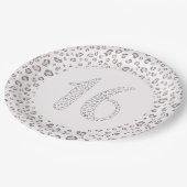 Zoet Zestien Roze Grijs Luipaard Patroon Papieren Bordje (Gekanteld)