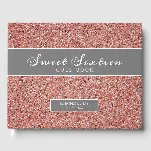 Zoet Zestien Roze Rose Goud Glitter Gastenboek