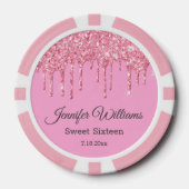 Zoet Zestien Roze Sparkles Druppelen Glitters Chiq Poker Chips (Voorkant)
