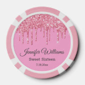 Zoet Zestien Roze Sparkles Druppelen Glitters Chiq Poker Chips (Achterkant)