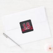 Zoet Zestien Sparkle Rood ID242 Vierkante Sticker (Envelop)