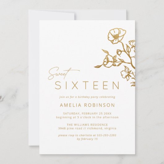 Zoet Zestien Zacht Glam Goud & Wit 16e Verjaardag Kaart (Voorkant)