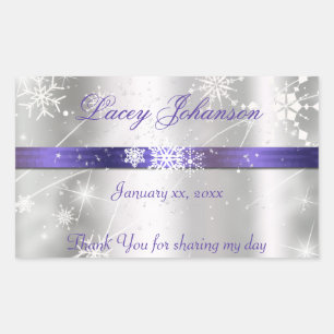 Zoet Zestien, Zilver en Paarse Water/Wijnfles Rechthoekige Sticker