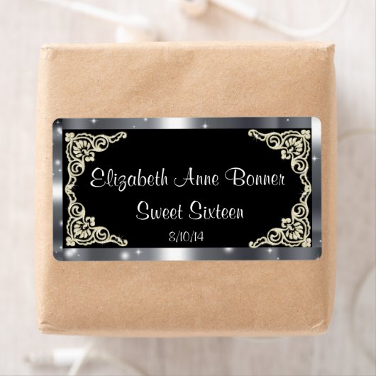 Zoet Zestien Zilver en Zwart, Aangepast, Water Etiket (Insitu)