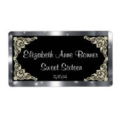 Zoet Zestien Zilver en Zwart, Aangepast, Water Etiket (Voorkant)