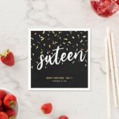 Zoet Zestien Zwart Goud 16e Verjaardagsfeestje Servet (Insitu)