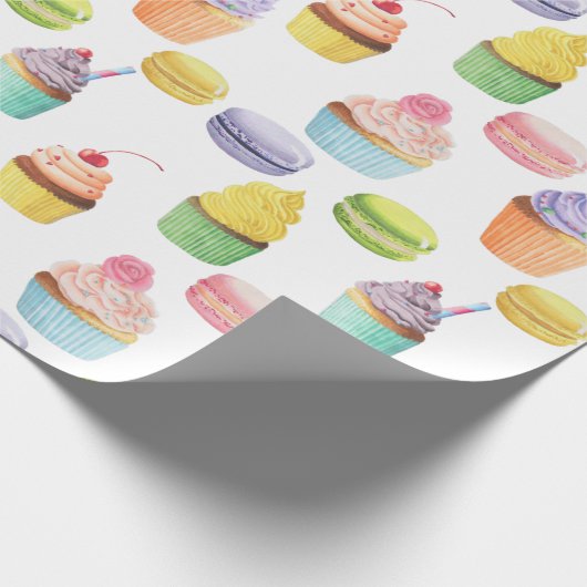 Zoetbakken, cupcakes en macaroons cadeaupapier (Hoek)