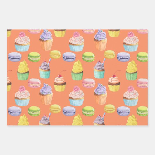 Zoetbakken, cupcakes en macaroons inpakpapier vel (Voorkant 2)