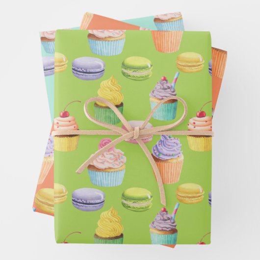 Zoetbakken, cupcakes en macaroons inpakpapier vel (In situ)