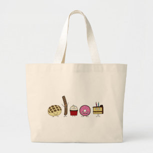 Zoetbrood pan dulce churro donut cake cupcake grote tote bag
