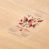 Zoete15 Vlinders QUINCEANERA Rode Diamant Kaart Acryl Uitnodigingen (Laagn)