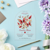 Zoete15 Vlinders QUINCEANERA Rode Diamant Kaart Acryl Uitnodigingen (Insitu (Huwelijk))