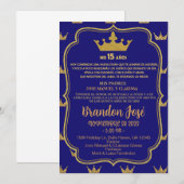 Zoete 15 15 navy blauwe jongen verjaardag uitnodig kaart (Voorkant / Achterkant)