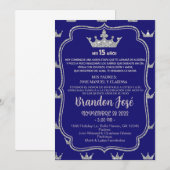 Zoete 15 15 navy blauwe jongen verjaardag uitnodig kaart (Voorkant / Achterkant)