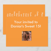 Zoete 15-16 uitnodigingen (Voorkant / Achterkant)