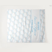 Zoete 15 Baby Blue Zilver Verjaardagsfeest Achterg Wandkleed (Voorkant (horizontaal))