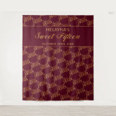 Zoete 15 Bordeaux en Gouden Verjaardagsfeest Achte Wandkleed (Voorkant)