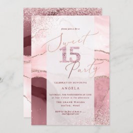 Zoete 15 Roze Diamant Glitters Waterverf Agaat Kaart