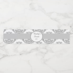 Zoete 16 15-fles Etiket Silver Grey Damask