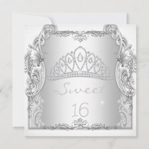 Zoete 16 16de VERJAARDAG Witte Tiara Sweet Sixteen Kaart
