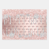 Zoete 16 16e roos goudglitter druppelt roze zilver inpakpapier vel (Voorkant 2)