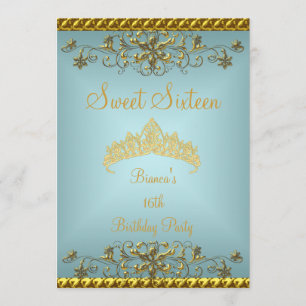 Zoete 16 16e Turquoise Blauwe Gouden Diamanten Tia Kaart