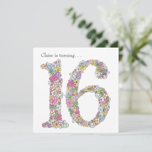 Zoete 16 16e verjaardag Aangepaste uitnodiging (Staand voorkant)