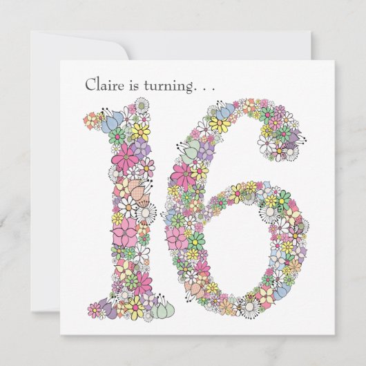 Zoete 16 16e verjaardag Aangepaste uitnodiging (Voorkant)