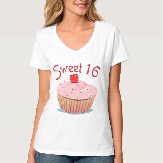 Zoete 16 16e verjaardag Cupcake T-shirt (Voorkant)
