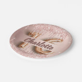 Zoete 16 16e verjaardag roos goud glitter monogram papieren bordje (Gekanteld)