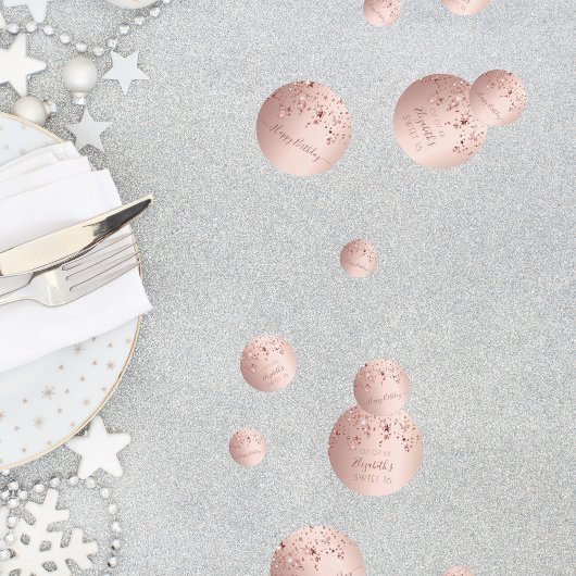 Zoete 16 16e verjaardag roos gouden roze sterren g confetti