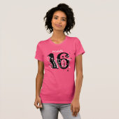 Zoete 16 Aangepaste naam Birthday Gift Grunge Text T-shirt (Voorkant volledig)