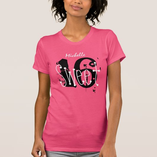 Zoete 16 Aangepaste naam Birthday Gift Grunge Text T-shirt (Voorkant)