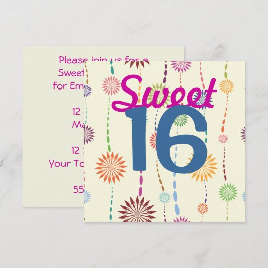  zoete 16 abstracte bloemkoorden kaart (Voorkant / Achterkant)