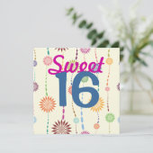 zoete 16 abstracte bloemkoorden kaart (Staand voorkant)