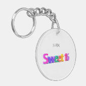 Zoete 16 acrylsleutelhanger, gepersonaliseerde sleutelhanger (Voorkant Links)