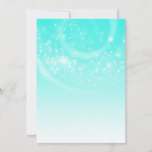 ZOETE 16 Aqua Blauwe & Zilveren Glittersterren Fee Kaart (Achterkant)